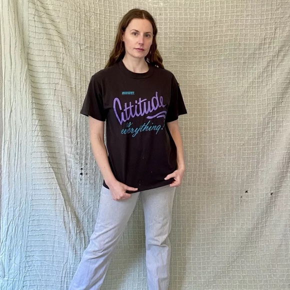 Vintage 90s Black Attitude Is Everything Midway Hotel T Shirt by Best size L - Picture 8 of 9